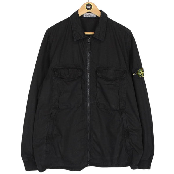 Stone Island SS 2019 Black Full Zip Cotton Overshirt Jacket