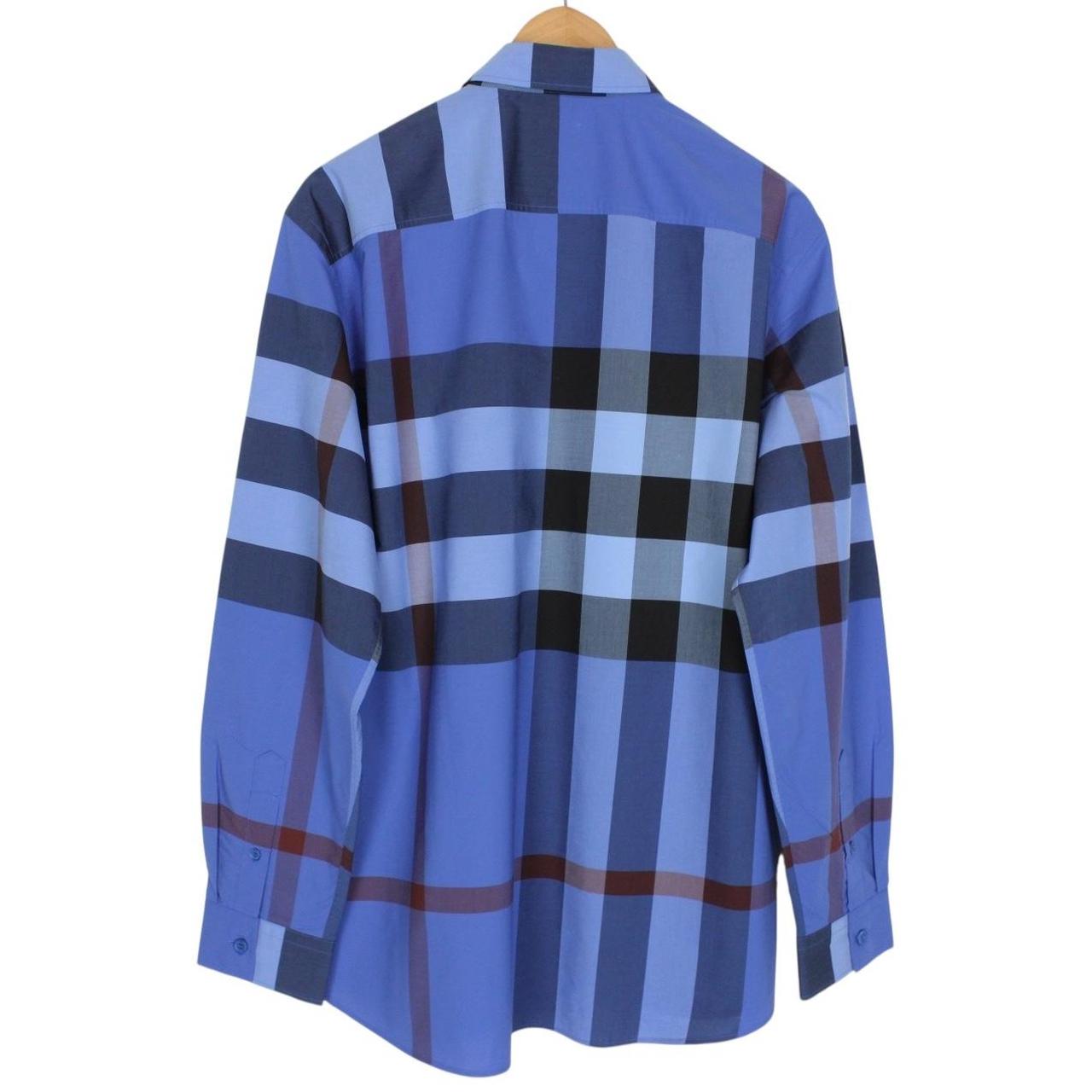 Burberry Blue Nova Check Long Sleeve Somerton Cotton Shirt