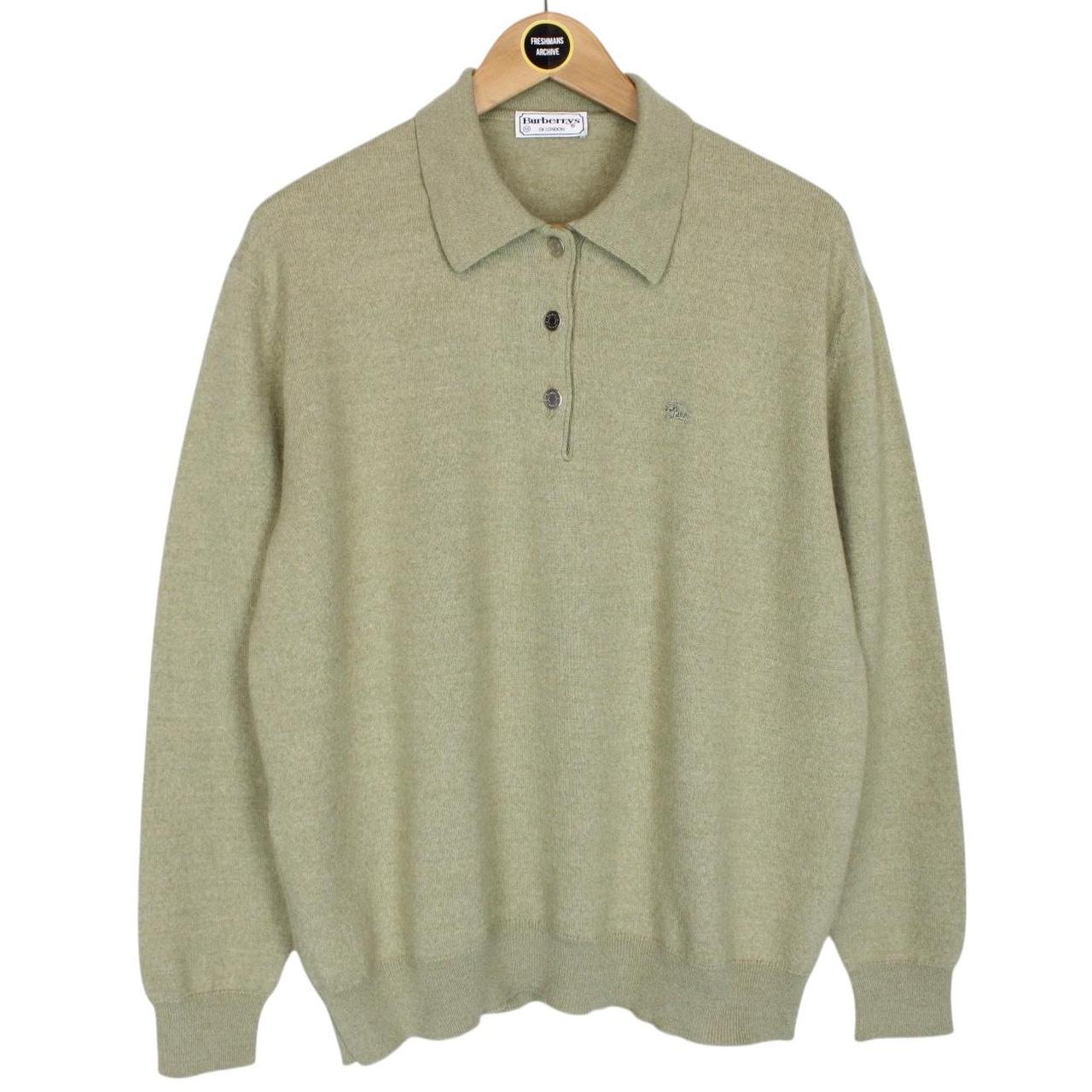 Vintage 90s Burberry Green Merino Wool Blend Knit Jumper