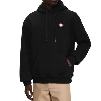 Casablanca black hoodie jumper with classic diamond logo, made of cotton.