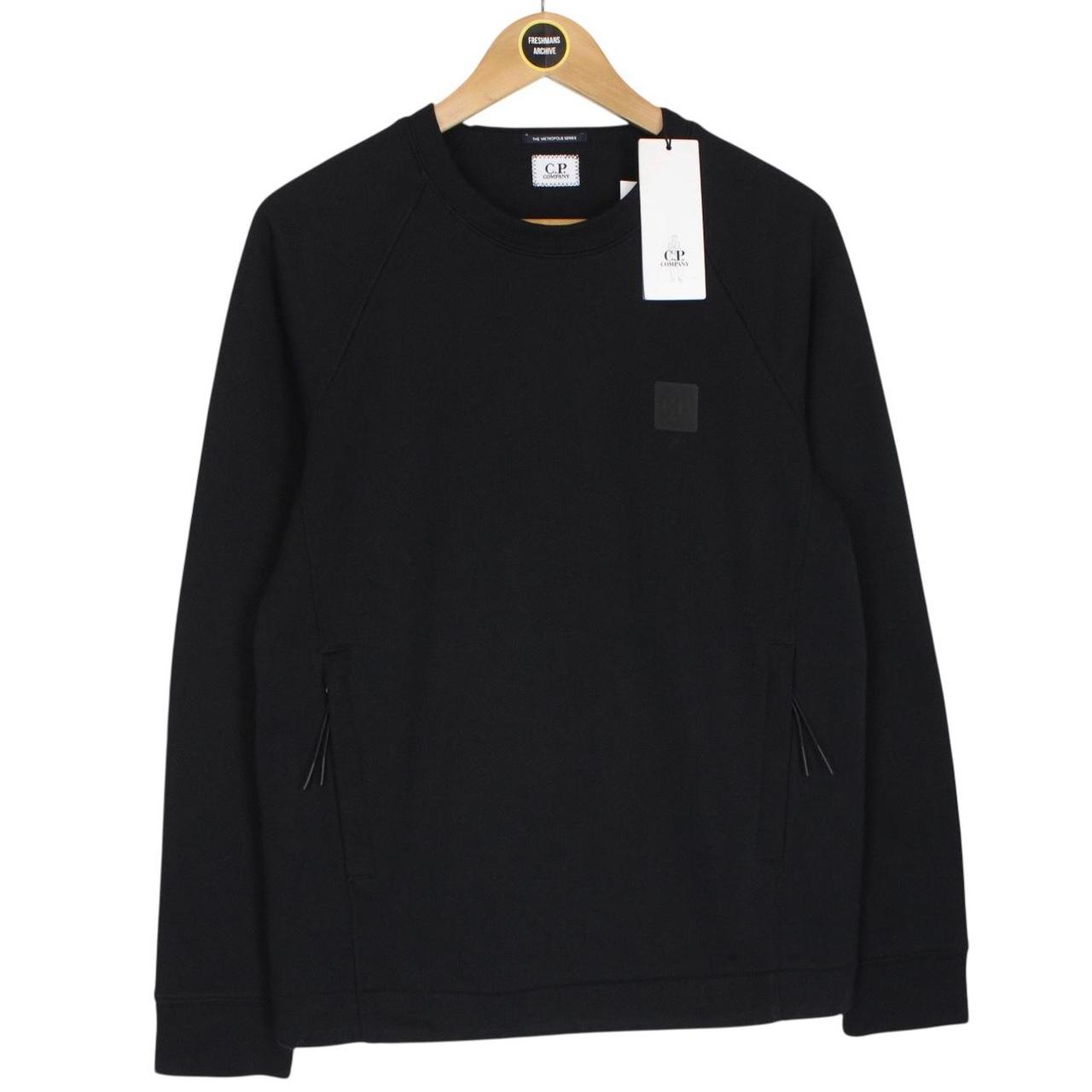CP Company Black Diagonal Raised Fleece Cotton Sweatshirt