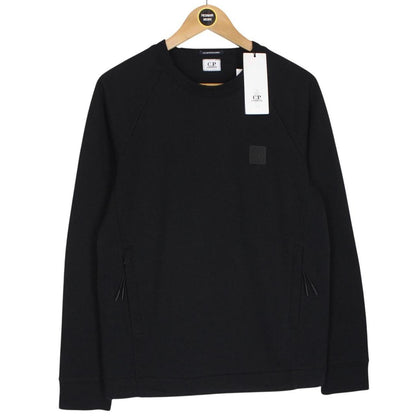 CP Company Black Diagonal Raised Fleece Cotton Sweatshirt