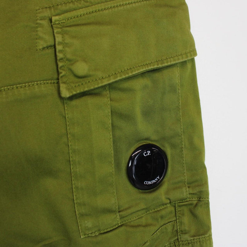 CP Company Green Cotton Lens Cargo Shorts
