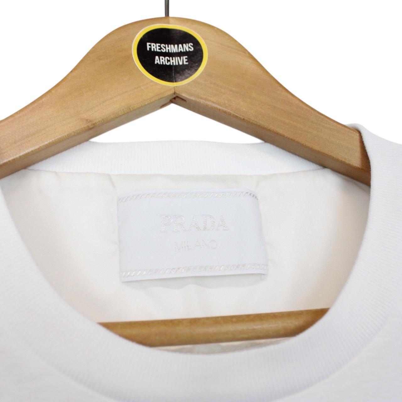 Prada White Short Sleeve Cotton Badge Re-Nylon Pocket T-Shirt