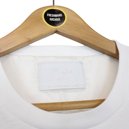 Prada White Short Sleeve Cotton Badge Re-Nylon Pocket T-Shirt