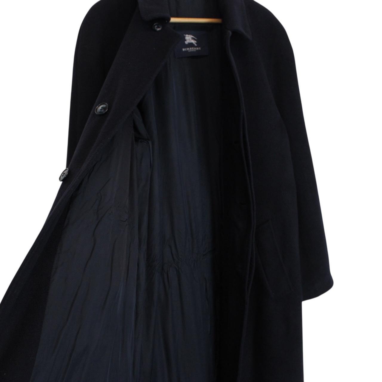 Vintage Burberry London Navy Blue Wool Coat
