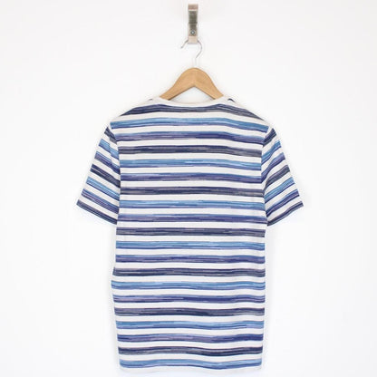 Missoni Blue and White Striped Short Sleeve Cotton T-Shirt
