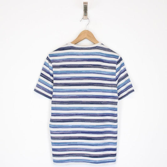 Missoni Blue and White Striped Short Sleeve Cotton T-Shirt