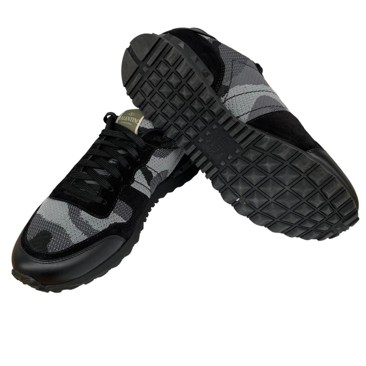 Valentino Garavani Rockrunner Black and Grey Mesh Camouflage Trainers