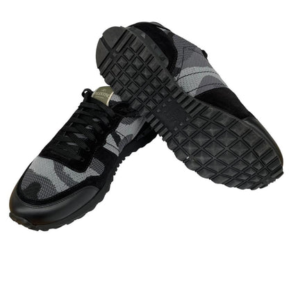 Valentino Garavani Rockrunner Black and Grey Mesh Camouflage Trainers
