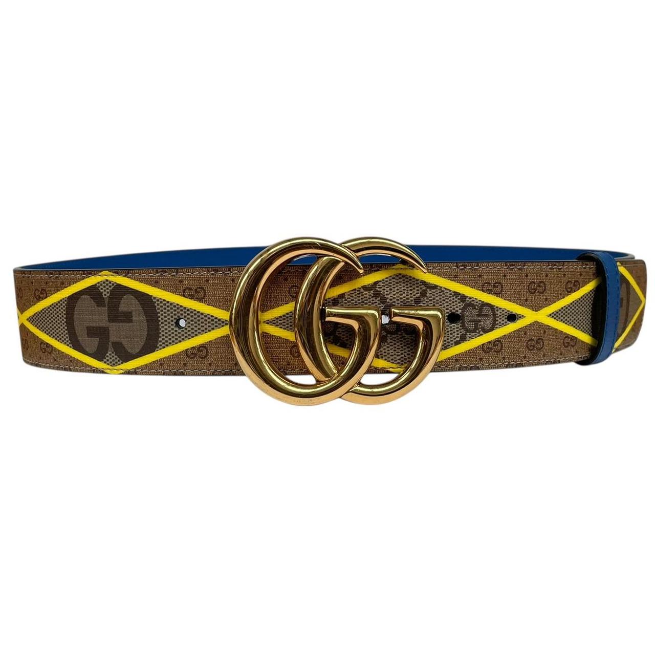 Gucci Multicoloured Marmont Supreme Rhombus Leather Belt with GG Buckle