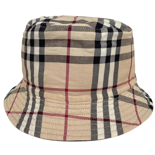 Vintage 00s Burberry Beige and Black Nova Check Reversible Bucket Hat