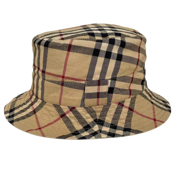 Vintage 00s Burberry Tan and Beige Nova Check Reversible Bucket Hat