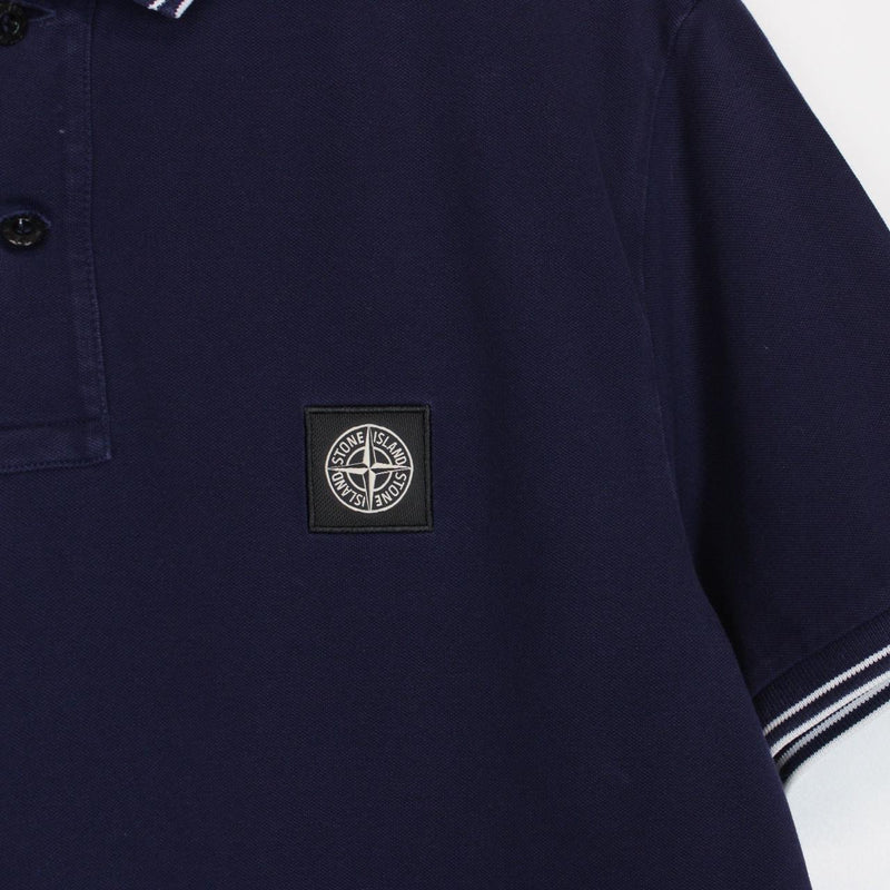 Stone Island Navy Blue Short Sleeve Compass Polo Shirt