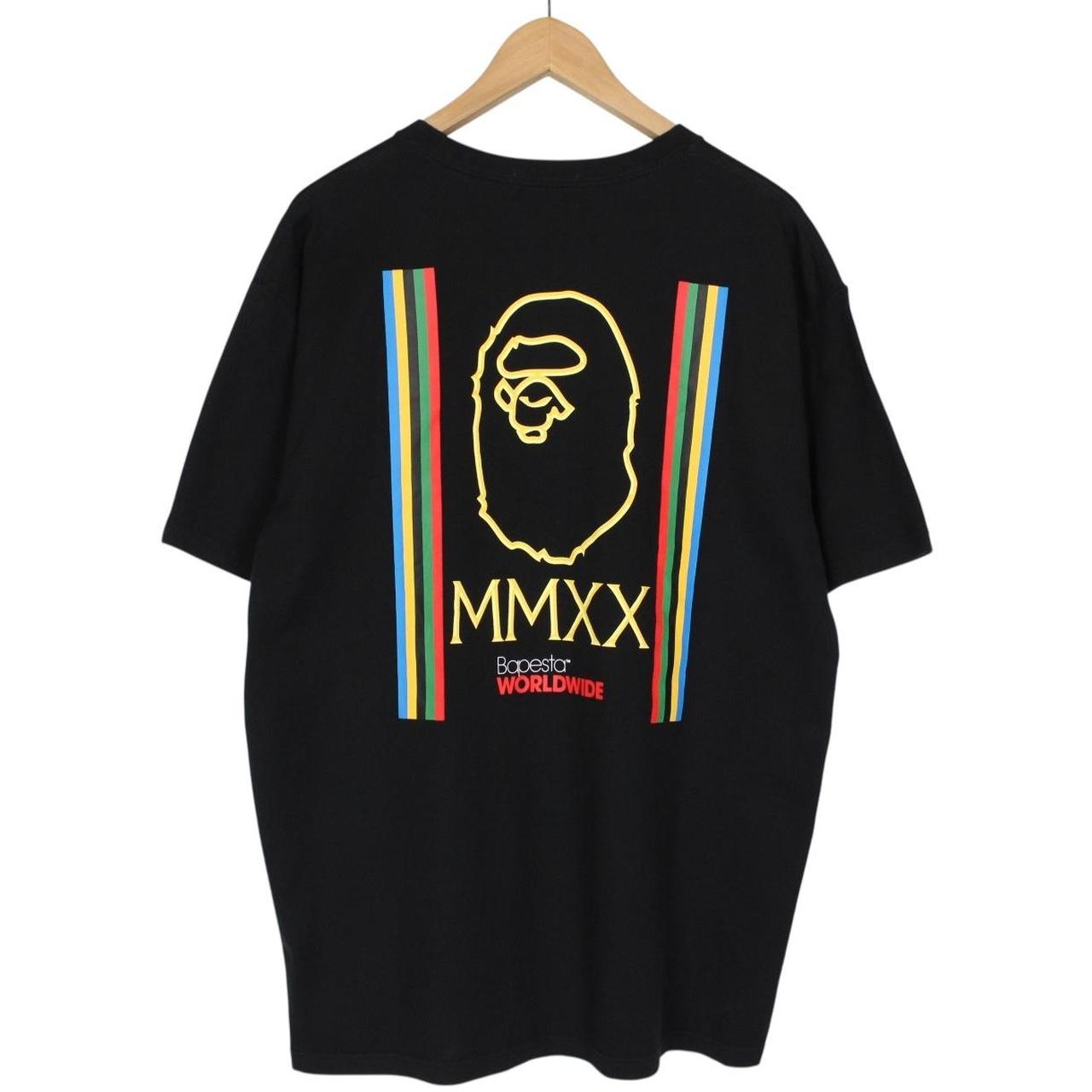 Bape Black and Multicoloured Relaxed Line Graphic Short Sleeve T-Shirt