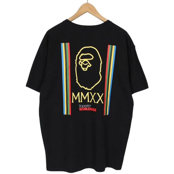 Bape Black and Multicoloured Relaxed Line Graphic Short Sleeve T-Shirt