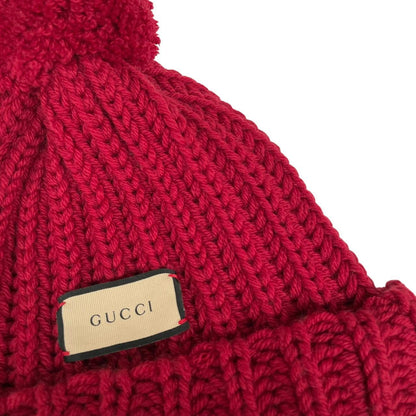 Gucci Burgundy Wool Bobble Hat