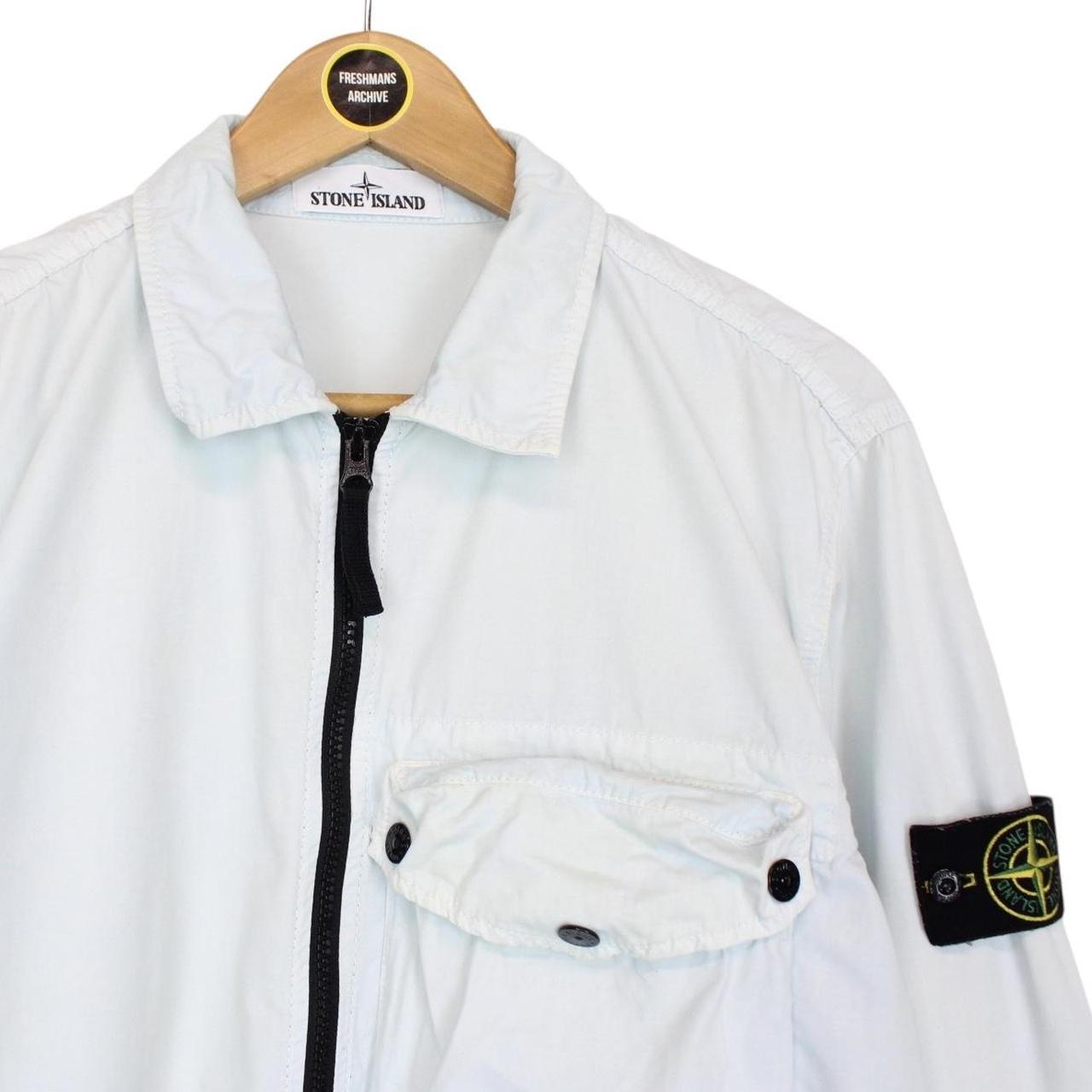 Stone Island SS 2021 Pale Blue Full Zip Cotton Overshirt Jacket