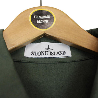 Stone Island AW 2024 Green Full Zip Supima Cotton Twill Overshirt Jacket