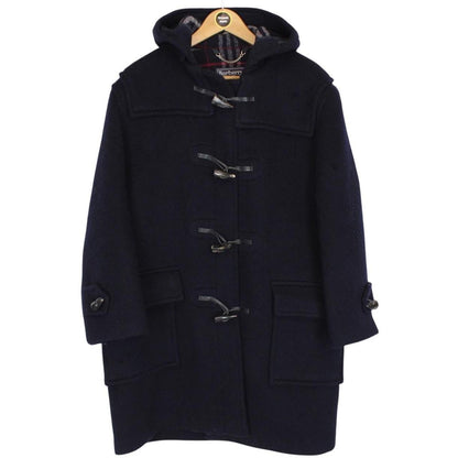 Vintage 90s Burberry Navy Blue Nova Check Lined Wool Duffle Coat