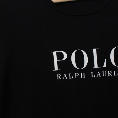 Polo Ralph Lauren black and white pocket t-shirt with logo print and cotton material.