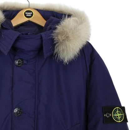 Stone Island AW 2015 Navy Blue Micro Reps Down Parka Coat with Fur Hood