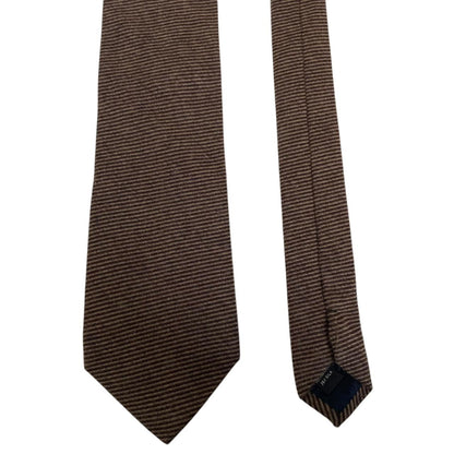 Vintage Burberry London Brown Striped Cashmere/Silk Tie