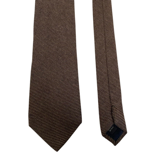 Vintage Burberry London Brown Striped Cashmere/Silk Tie