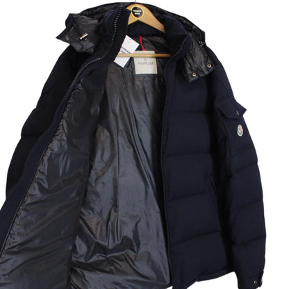 Moncler Montgenevre Navy Blue Full Zip Hooded Wool Down Jacket