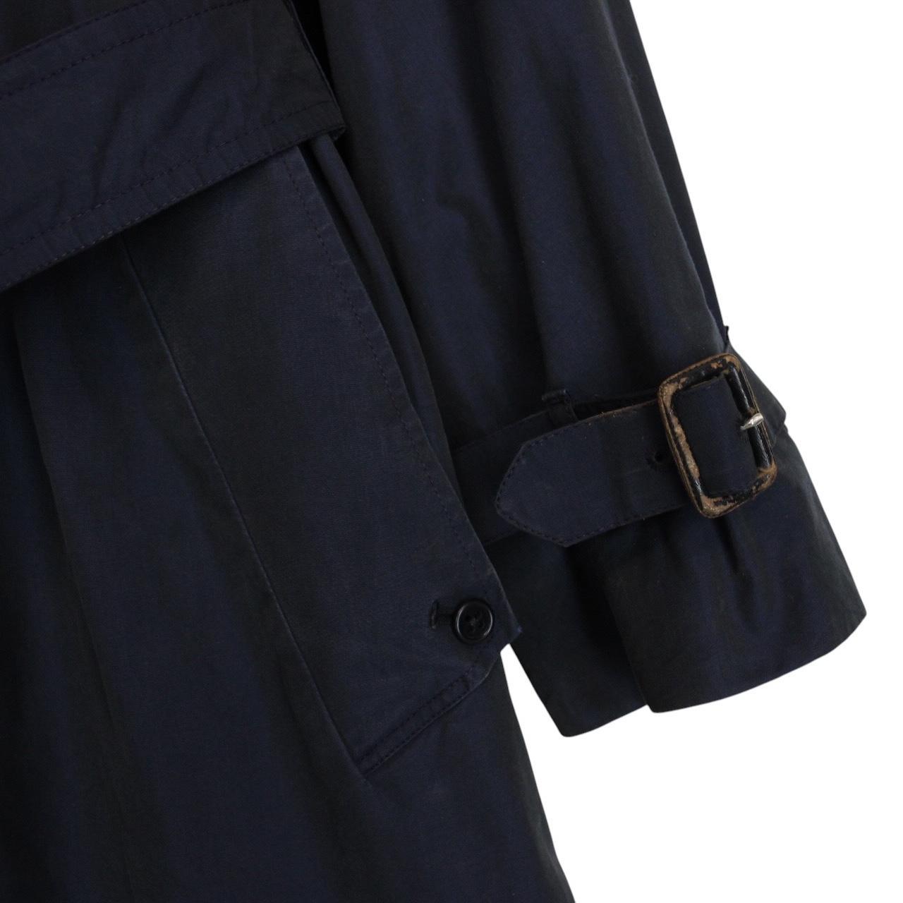 Vintage 90s Aquascutum Navy Blue House Check Cotton Blend Belted Trench Coat
