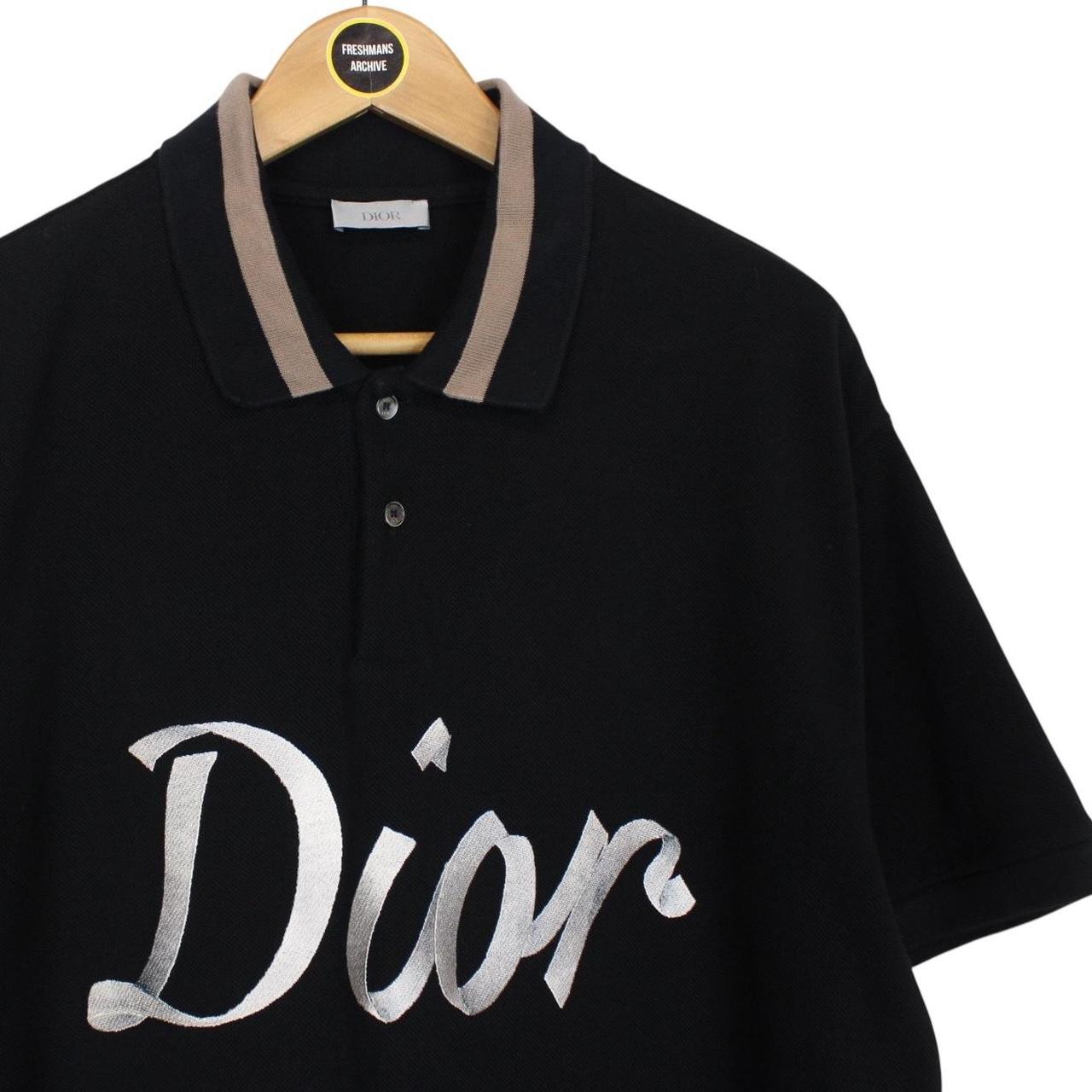 Dior 2022 Black Embroidered Logo Short Sleeve Polo Shirt