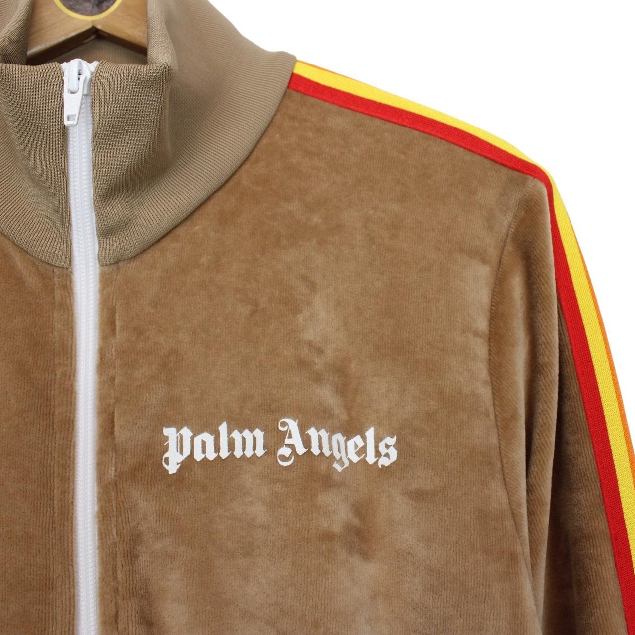Palm Angels Tan Brown Full Zip Cotton Velour Track Jacket