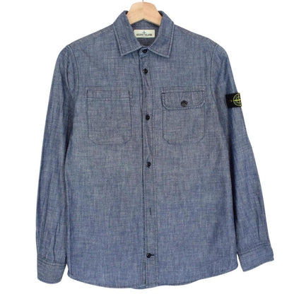Stone Island Junior AW 2017 Blue Long Sleeve Cotton Overshirt