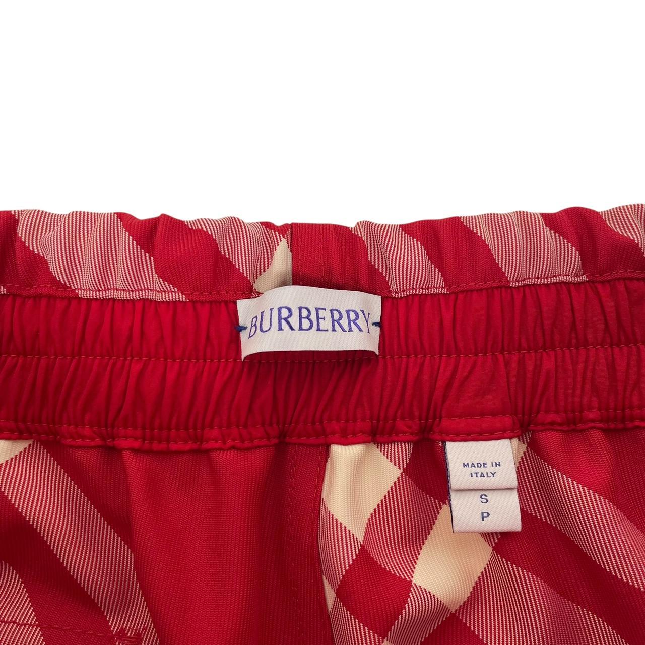 Burberry Red and Cream Nova Check Wide Leg Fit Nylon Cargo Trousers