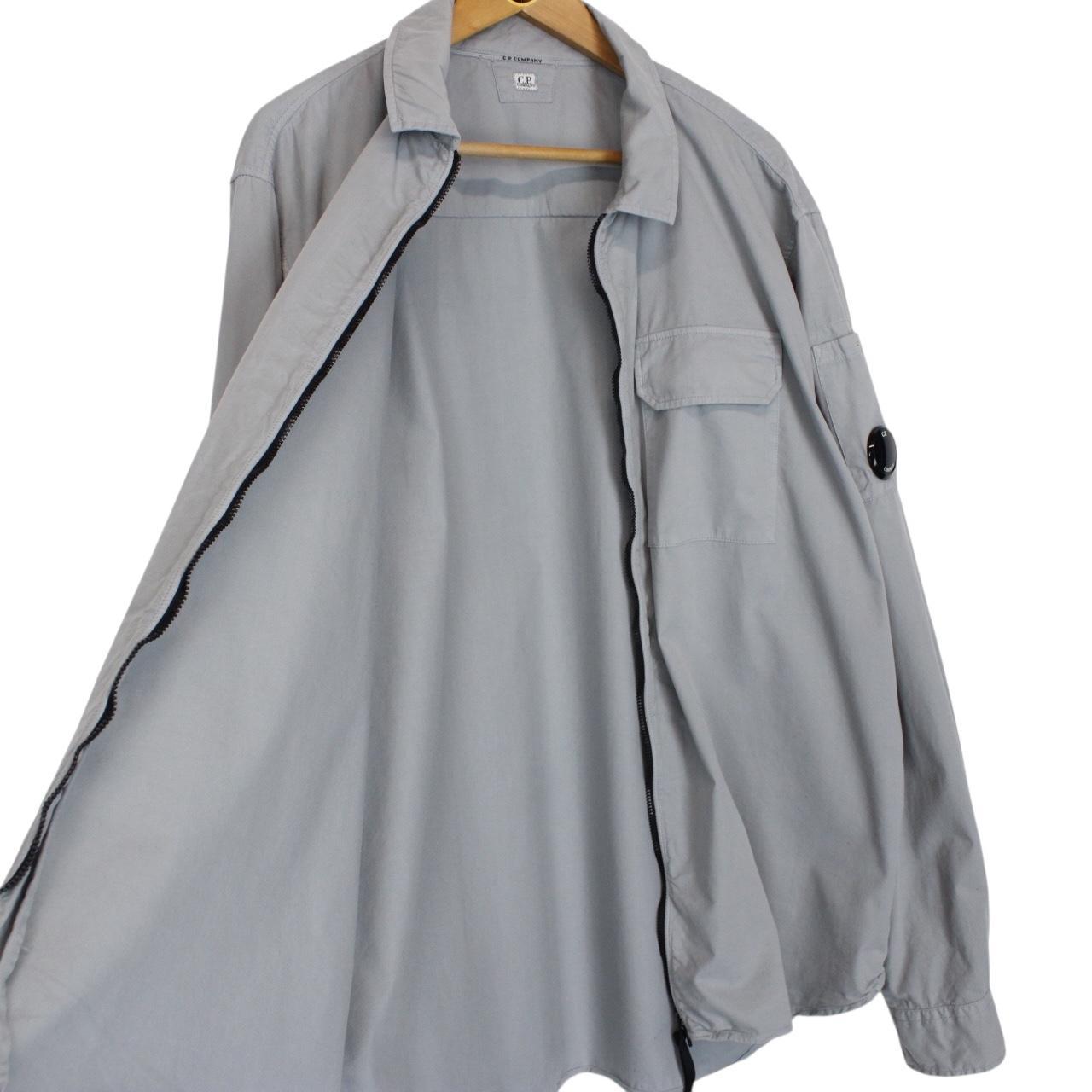 CP Company Grey Full Zip Cotton Lens Overshirt Jacket