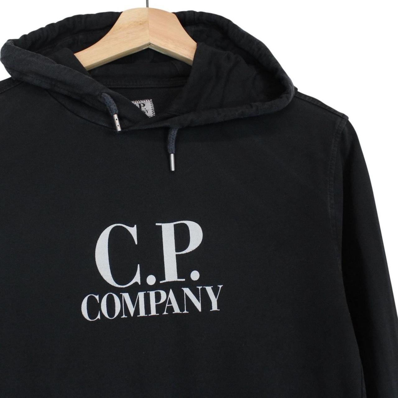 CP Company Black Cotton Logo Print Hoodie Jumper