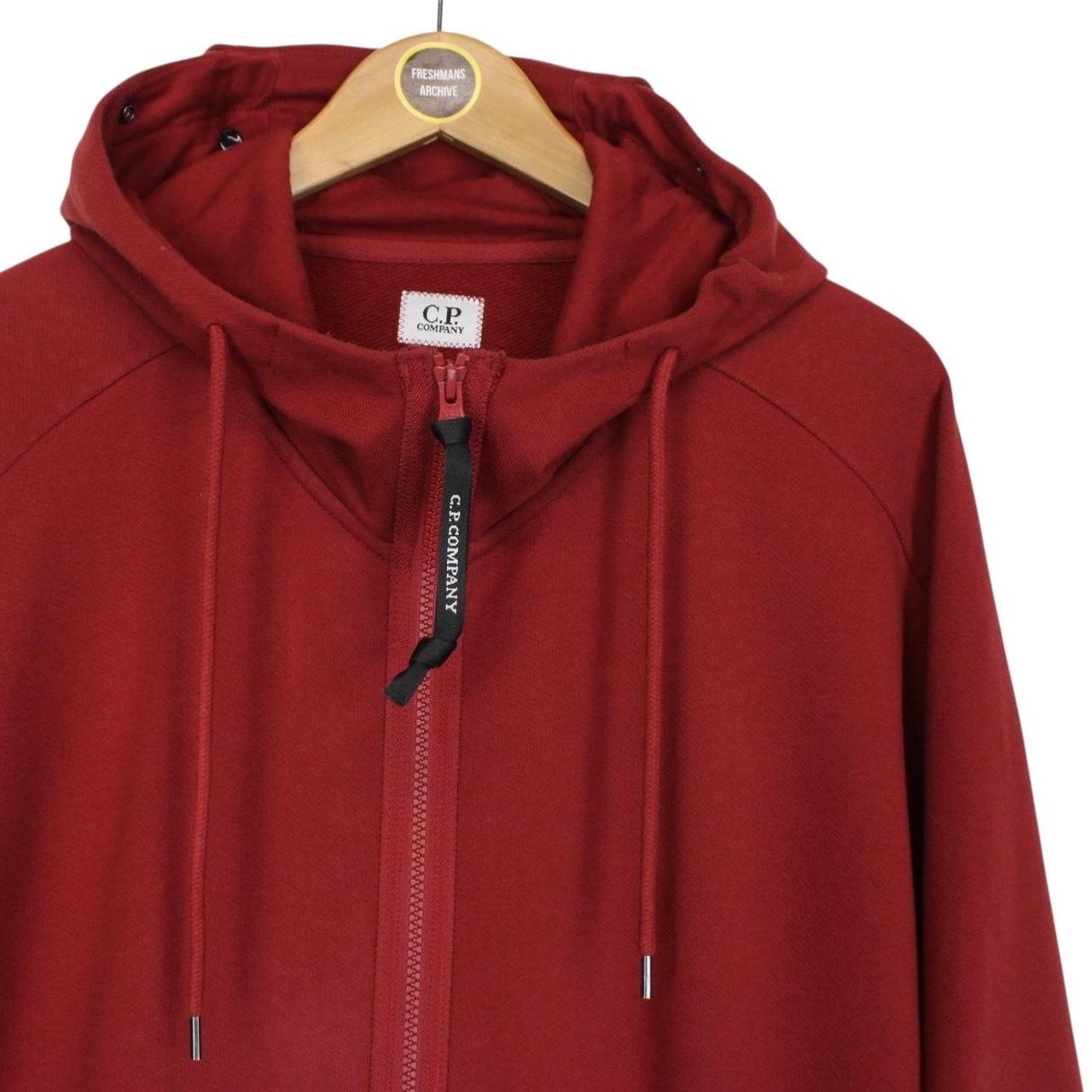 CP Company Burgundy Cotton Full Zip Goggle Hoodie Jumper