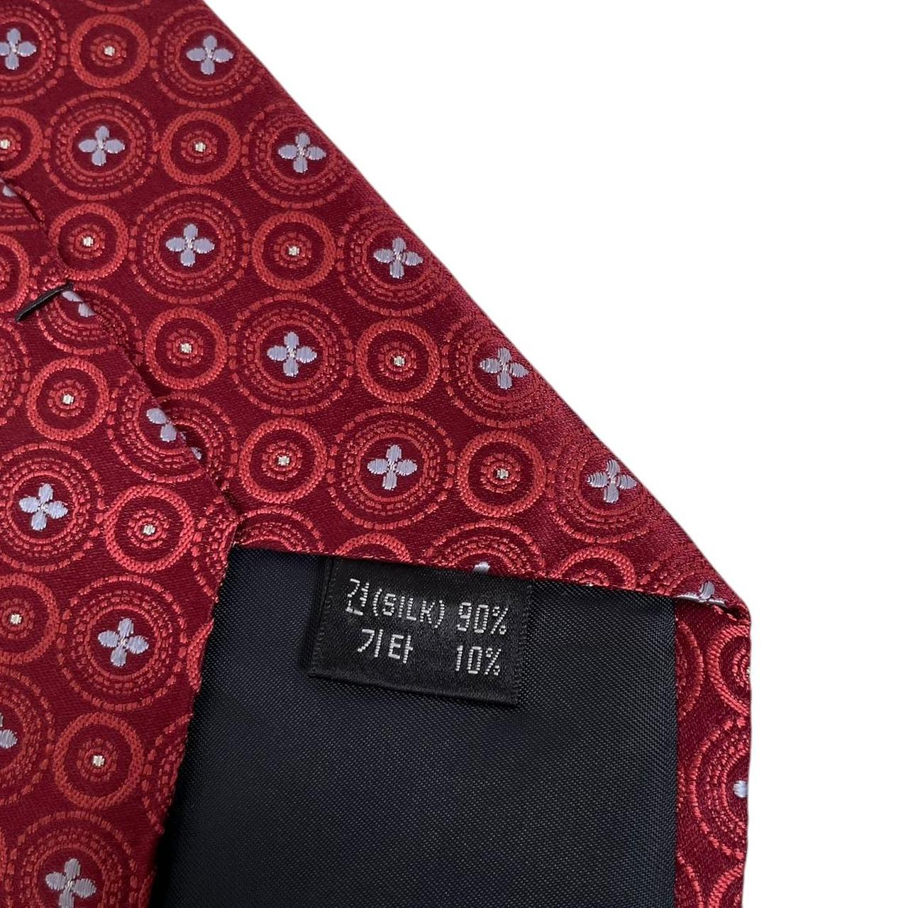 Vintage Aquascutum Burgundy Geometric Print Silk Tie