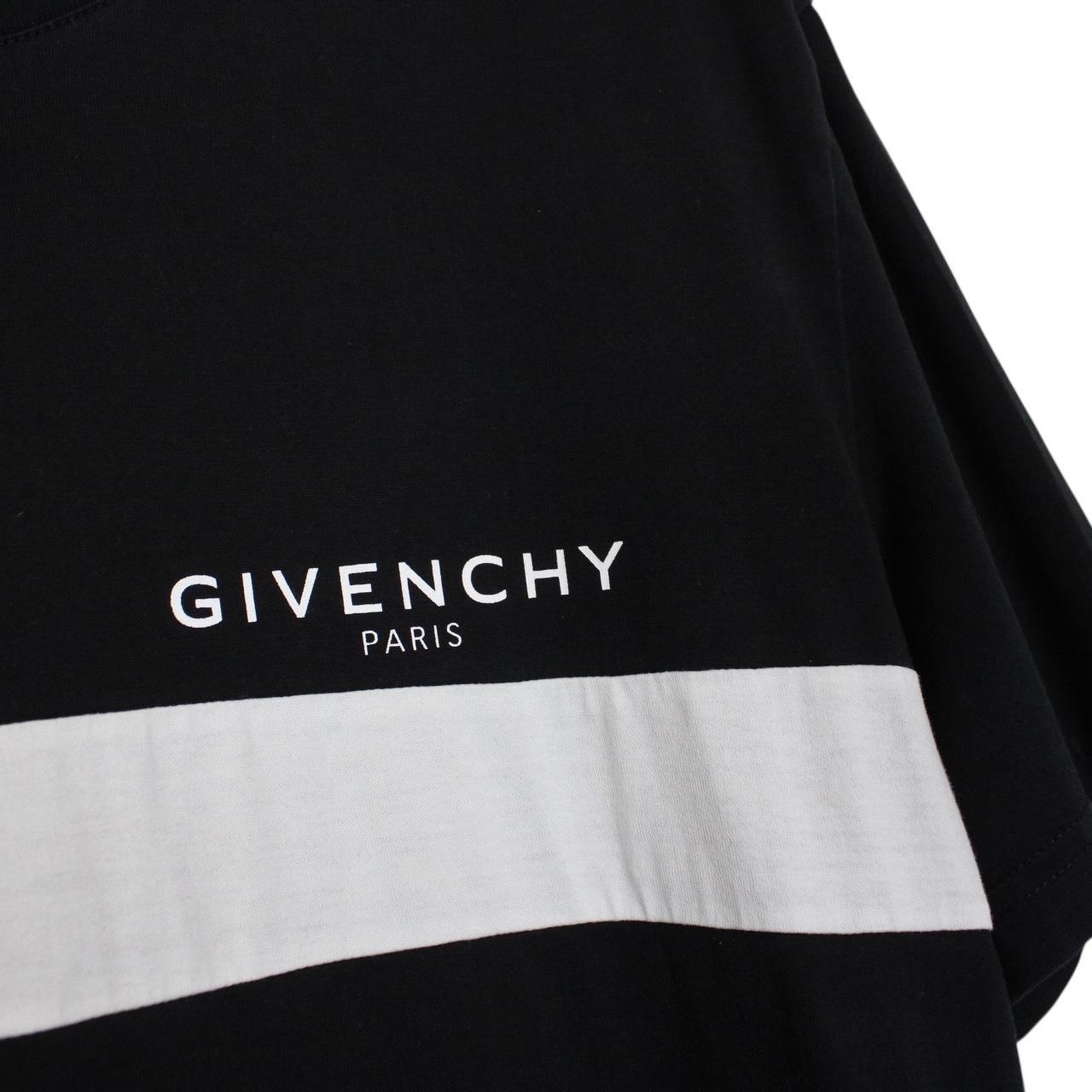 Givenchy Paris Black and White Angle Logo Short Sleeve Cotton T-Shirt