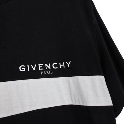 Givenchy Paris Black and White Angle Logo Short Sleeve Cotton T-Shirt