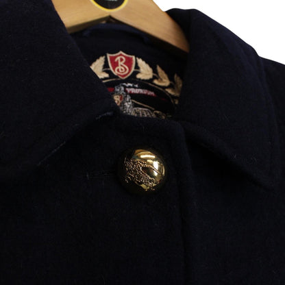 Vintage 90s Burberry Navy Blue Lambswool Coat