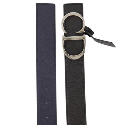 Dior Black and Navy Blue CD Logo Reversible Leather Belt