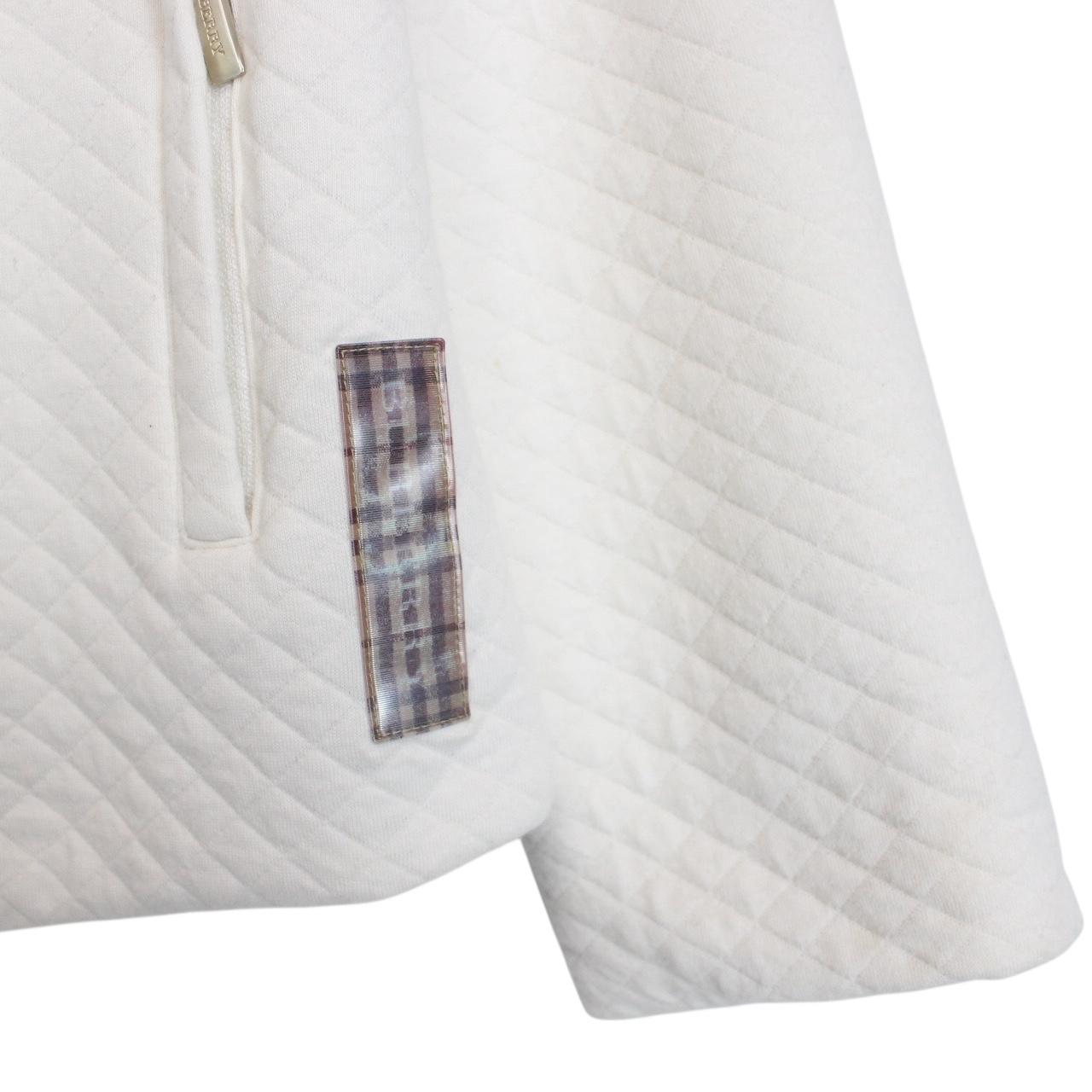 Vintage Burberry London White Nova Check Cotton Full Zip Sweatshirt