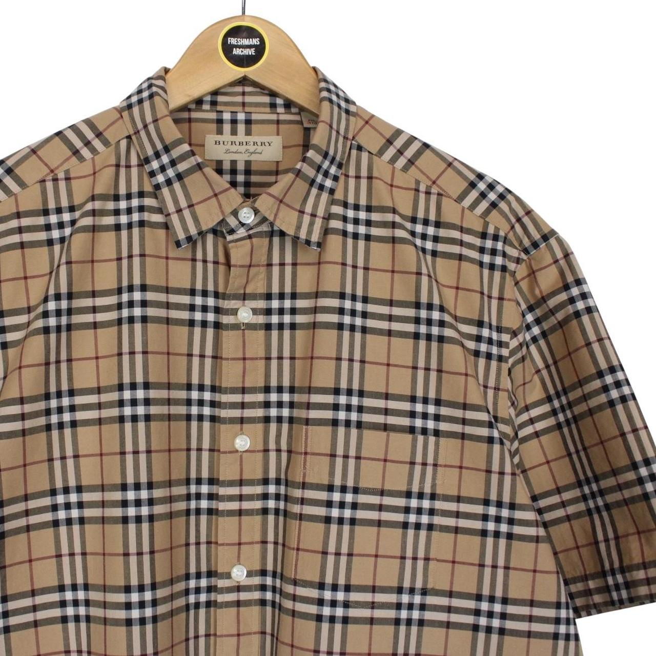 Burberry London Tan Brown Nova Check Short Sleeve Cotton Shirt