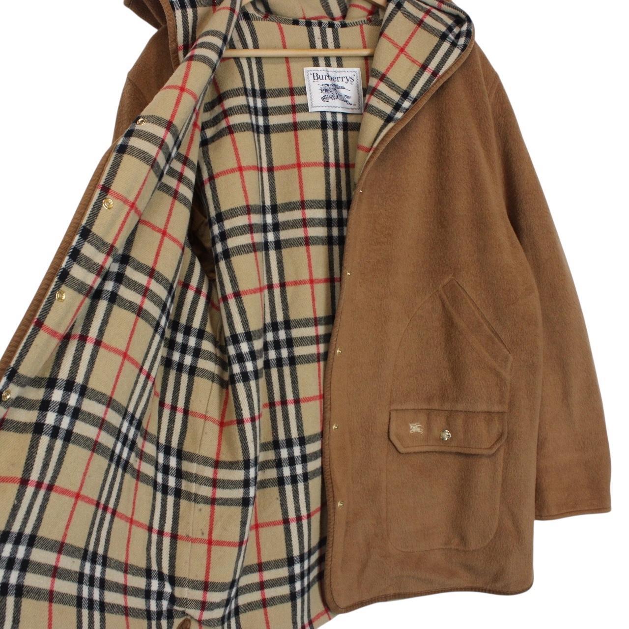 Vintage 90s Burberry Tan Brown Acrylic Wool Blend Hooded Jacket