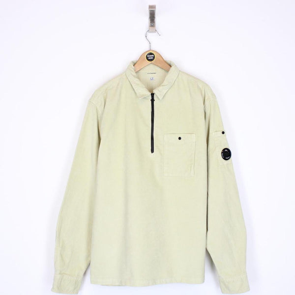 CP Company Pale Yellow Corduroy 1/4 Zip Lens Overshirt Jacket