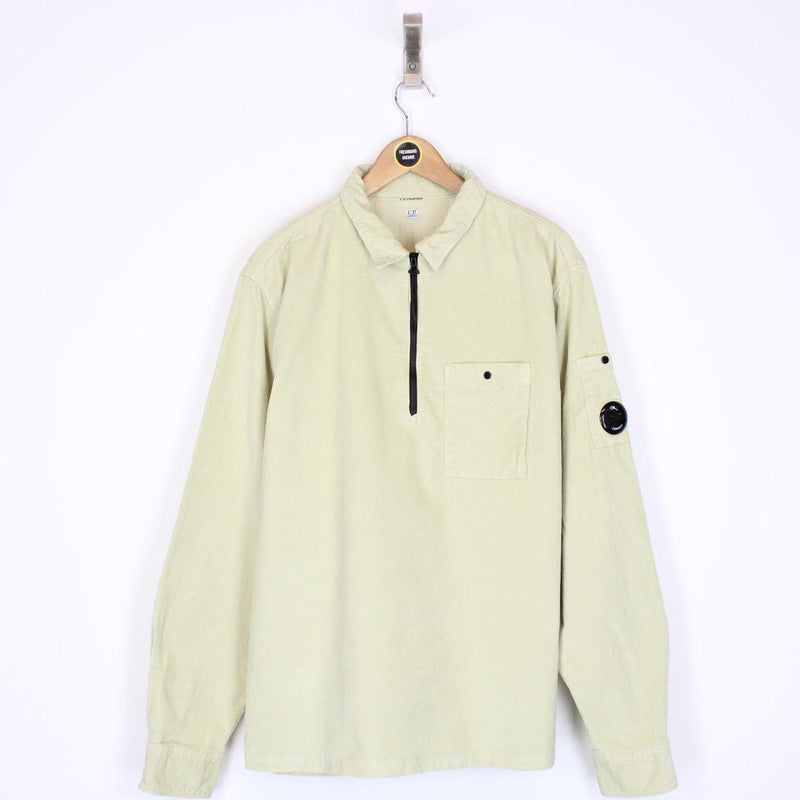 CP Company Pale Yellow Corduroy 1/4 Zip Lens Overshirt Jacket
