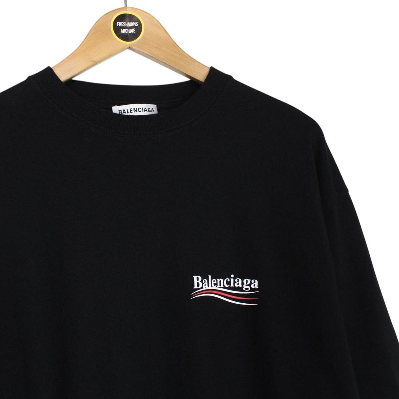 Balenciaga Black Political Campaign Logo Short Sleeve Cotton T-Shirt