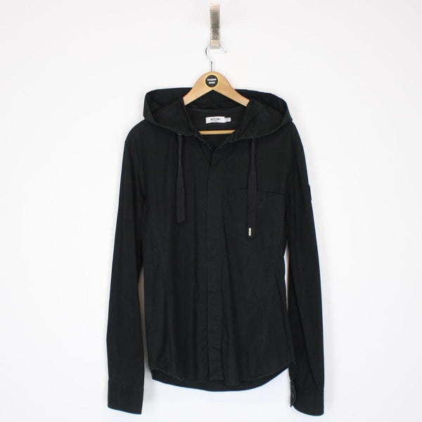 Moschino Jeans Black Button Up Lightweight Cotton Hoodie