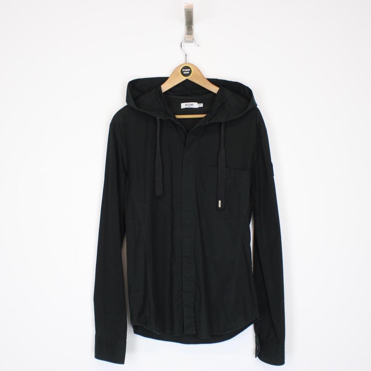 Moschino Jeans Black Button Up Lightweight Cotton Hoodie